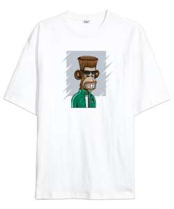 Cool Şempanze - Maymun - Monkey Beyaz Oversize Unisex Tişört