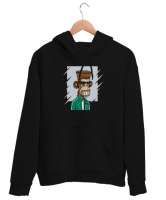 Cool Şempanze - Maymun - Monkey Siyah Unisex Kapşonlu Sweatshirt - Thumbnail