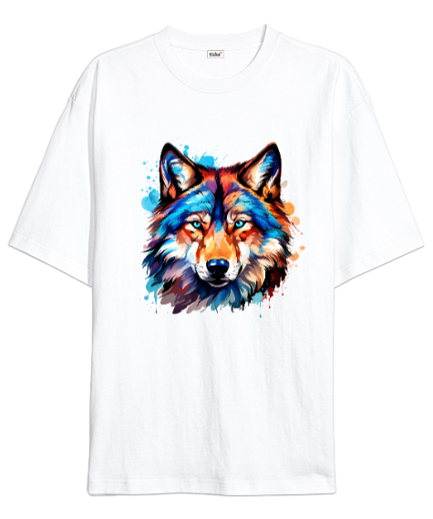 Tisho - Cool Wolf Beyaz Oversize Unisex Tişört