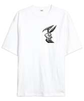 COŞKULU BUNNY Beyaz Oversize Unisex Tişört - Thumbnail