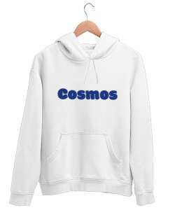 Cosmos Beyaz Unisex Kapşonlu Sweatshirt