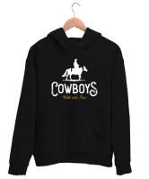 Cowboys- Kovboy - Vahşi ve Özgür Siyah Unisex Kapşonlu Sweatshirt - Thumbnail