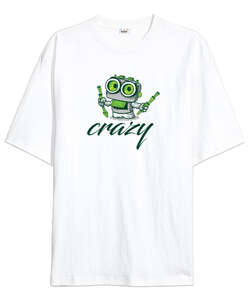 Crazy Beyaz Oversize Unisex Tişört