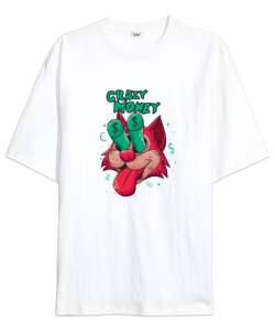 Crazy Cat Money - Çılgın Kedi Beyaz Oversize Unisex Tişört