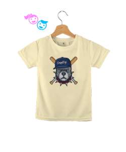 Crazy dog baskılı Krem Çocuk Unisex