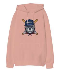 Crazy dog baskılı Yavru Ağzı Oversize Unisex Kapüşonlu Sweatshirt