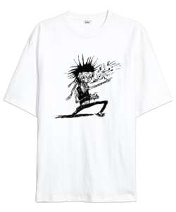 Crazy Zombie - Çılgın Zombi Beyaz Oversize Unisex Tişört