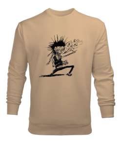 Crazy Zombie - Çılgın Zombi Camel Erkek Sweatshirt