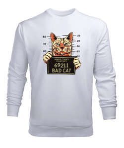 Criminal Cat Beyaz Erkek Sweatshirt