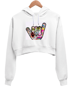 Crop Kadın Crop Hoodie Kapüşonlu Sweatshirt