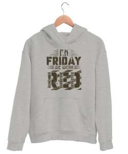 Cuma Günü - Friday Gri Unisex Kapşonlu Sweatshirt