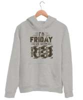 Cuma Günü - Friday Gri Unisex Kapşonlu Sweatshirt - Thumbnail