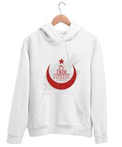 cumhuriyet bayramı 29 ekim Beyaz Unisex Kapşonlu Sweatshirt