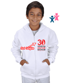 Cumhuriyetci Gençliğe özel Çocuk Kapüşonlu Hoodie Fermuarlı