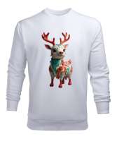 Cute Deer Beyaz Erkek Sweatshirt - Thumbnail