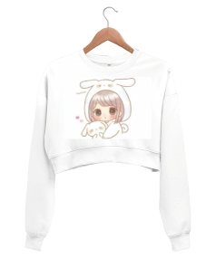 Cute hudi Kadın Crop Sweatshirt