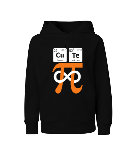 Cute Pi Sembolü Siyah Çocuk Unisex Hoodie Kapüşonlu