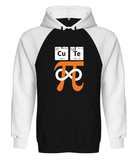 Cute Pi Sembolü Siyah/Beyaz Orjinal Reglan Hoodie Unisex Sweatshirt