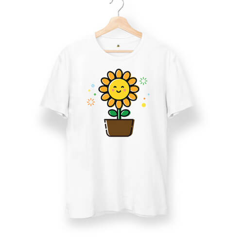 Cute Sunflower Ayçiçek Unisex Kısa Kol Tişört - Thumbnail