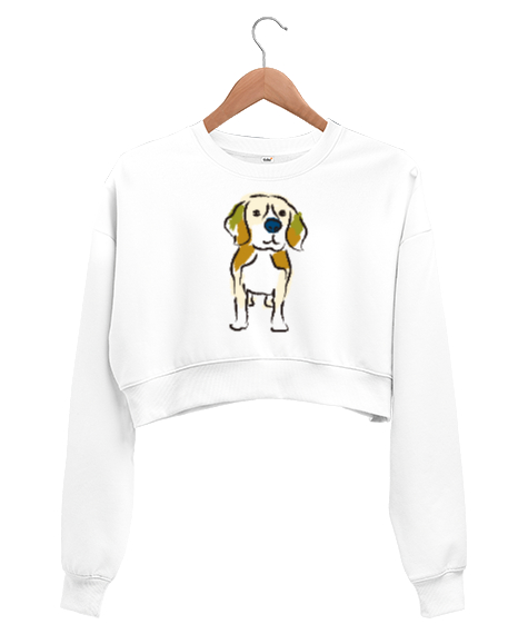 Cute - Sweet Dog - Sevimli Köpek Beyaz Kadın Crop Sweatshirt