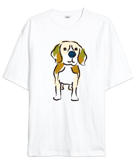 Cute - Sweet Dog - Sevimli Köpek Beyaz Oversize Unisex Tişört