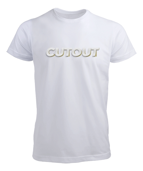 Tisho - Cutout - Kesme Yazı Efekt - Effect Beyaz Erkek Tişört