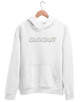 Cutout - Kesme Yazı Efekt - Effect Beyaz Unisex Kapşonlu Sweatshirt - Thumbnail