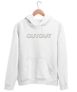 Cutout - Kesme Yazı Efekt - Effect Beyaz Unisex Kapşonlu Sweatshirt