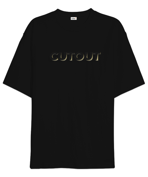 Tisho - Cutout - Kesme Yazı Efekt - Effect Siyah Oversize Unisex Tişört