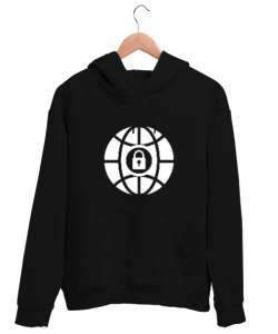 Cyber Security Siyah Unisex Kapşonlu Sweatshirt