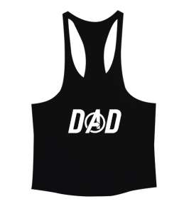 Dad Avengers, Babalar Günü Baskılı Siyah Erkek Tank Top Atlet