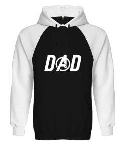 Dad Avengers, Babalar Günü Baskılı Siyah/Beyaz Orjinal Reglan Hoodie Unisex Sweatshirt