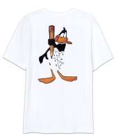 Daffy Duck Beyaz Oversize Unisex Tişört - Thumbnail