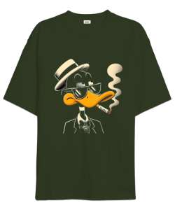 Daffy Duck Haki Haki Yeşili Oversize Unisex Tişört