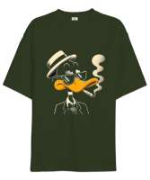 Daffy Duck Haki Haki Yeşili Oversize Unisex Tişört - Thumbnail