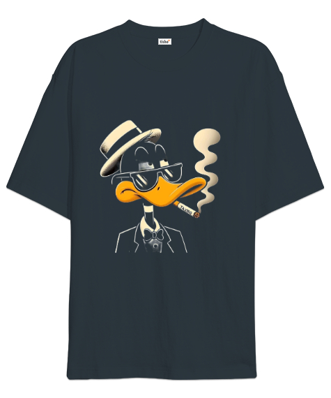 Tisho - Daffy Duck Mafia Füme Oversize Unisex Tişört