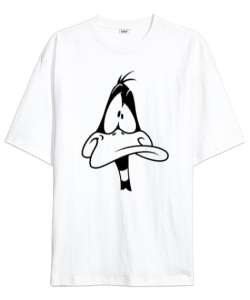 Daffy Silüet Beyaz Oversize Unisex Tişört