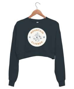 Dağ Tırmanışı Dağcılık Özel Tasarım Füme Kadın Crop Sweatshirt