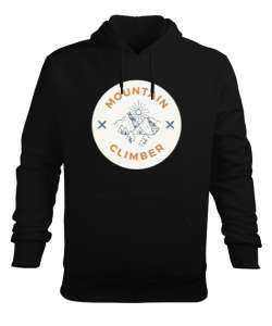 Dağ Tırmanışı Dağcılık Özel Tasarım Siyah Erkek Kapüşonlu Hoodie Sweatshirt