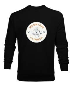 Dağ Tırmanışı Dağcılık Özel Tasarım Siyah Erkek Sweatshirt