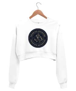 Dağ ve Macera Özel Kampçı ve Dağcı Tasarımı Beyaz Kadın Crop Sweatshirt