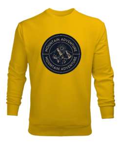 Dağ ve Macera Özel Kampçı ve Dağcı Tasarımı Sarı Erkek Sweatshirt