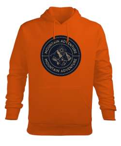 Dağ ve Macera Özel Kampçı ve Dağcı Tasarımı Turuncu Erkek Kapüşonlu Hoodie Sweatshirt