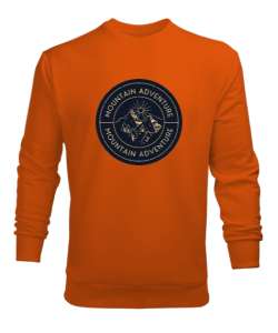 Dağ ve Macera Özel Kampçı ve Dağcı Tasarımı Turuncu Erkek Sweatshirt
