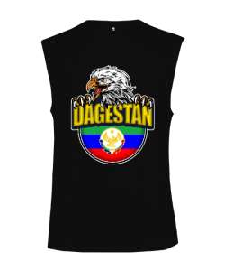 Dağıstan,Kafkas,Dağıstan Bayrağı,Dağıstan logosu. Siyah Kesik Kol Unisex Tişört