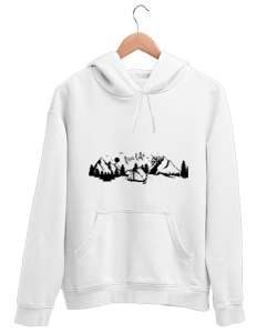 dağlarca Beyaz Unisex Kapşonlu Sweatshirt