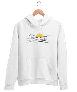 Dağların Ardı Güneş Beyaz Unisex Kapşonlu Sweatshirt