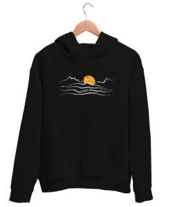 Dağların Ardı Güneş Siyah Unisex Kapşonlu Sweatshirt