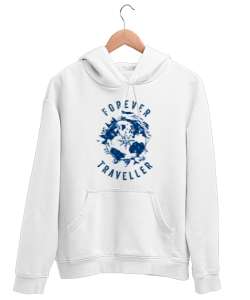 Daima Gezgin - Seyahat - Traveller Beyaz Unisex Kapşonlu Sweatshirt