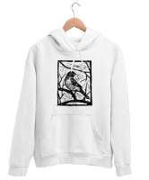 Daldaki Kuş - Bird Beyaz Unisex Kapşonlu Sweatshirt - Thumbnail